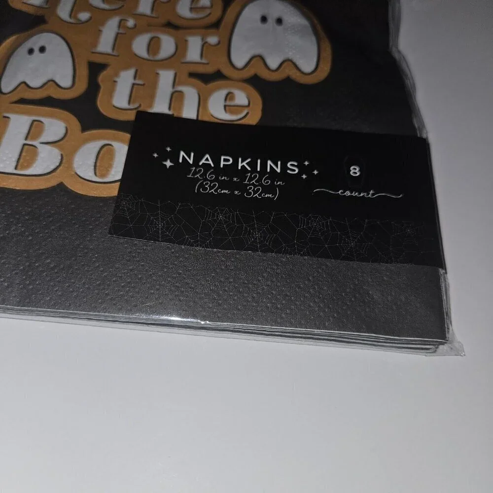 NEW 8 Packages Halloween Napkins (8/pack) Here for the Booos Ghost Boos Booze